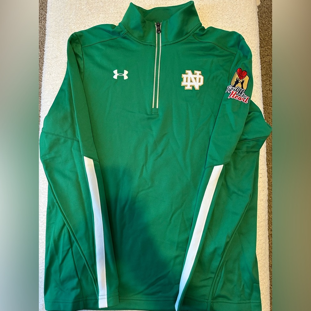 Under Armour Green and White Pullover with Notre Dame Logo